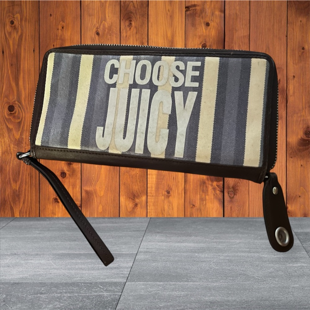 Juicy Couture Blue and Cream Striped Wallet